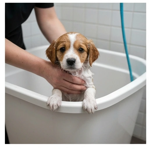 Brossage régulier d'un chiot